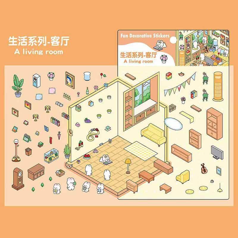 Cozy Corners DIY 3D Scene Stickers 4 Cute Miniature Scenes (S)