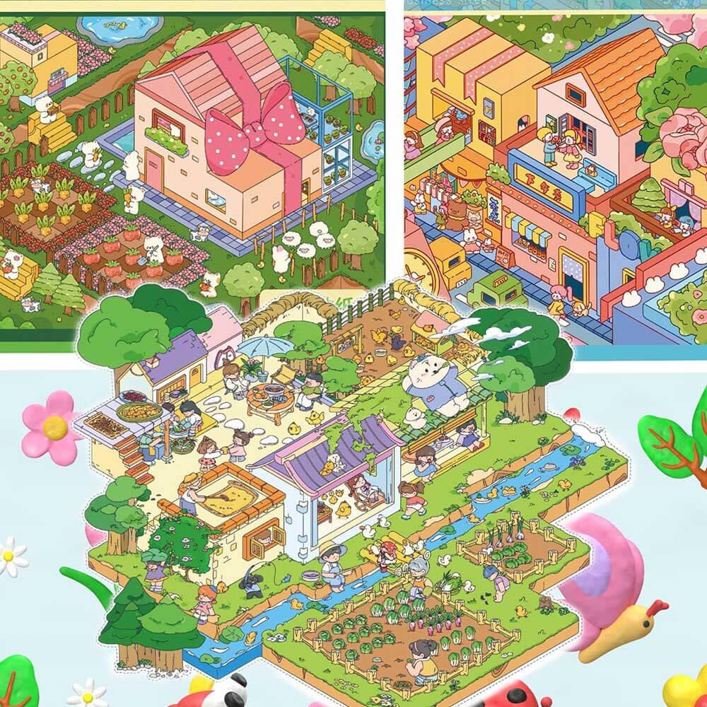 Cozy Country Corners DIY 3D Scene Stickers 3 Cute Miniature Scenes