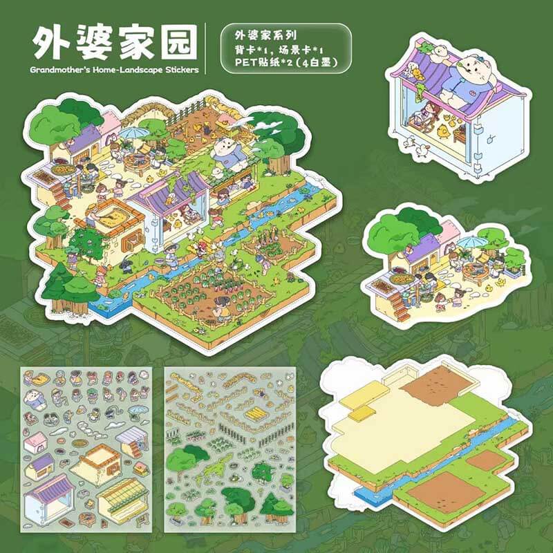 Cozy Country Corners DIY 3D Scene Stickers 3 Cute Miniature Scenes