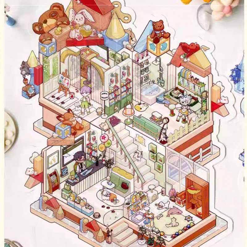 Cozy Critterland DIY 3D Scene Stickers 4 Cute Miniature Scenes(xL)