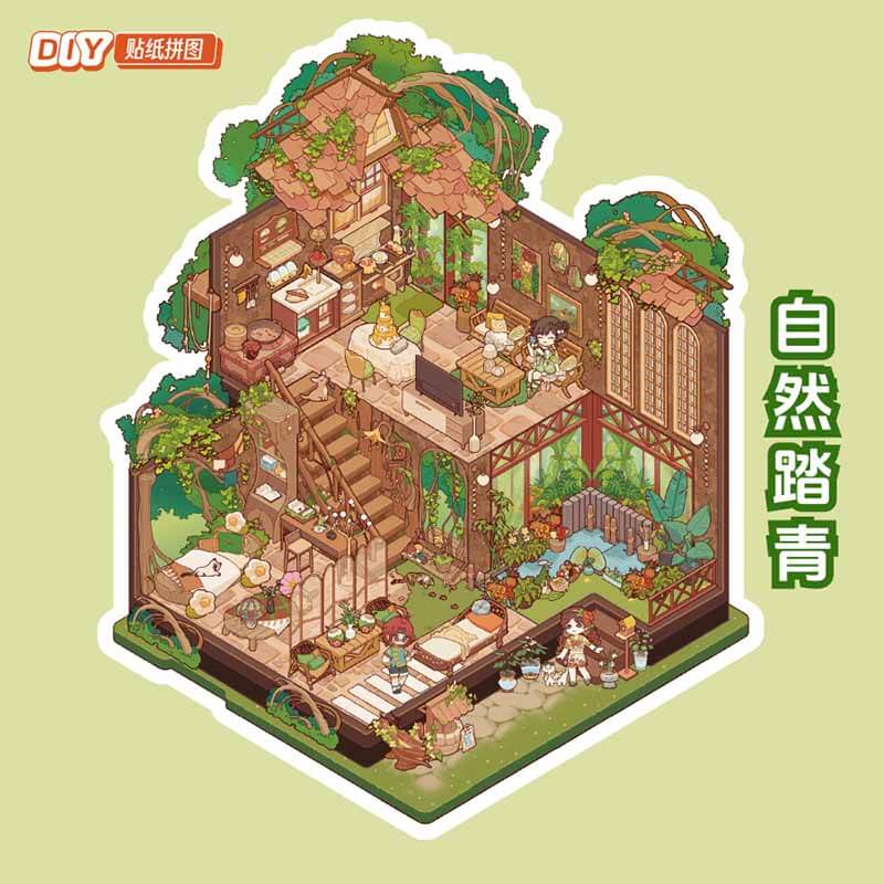 Cozy Critterland DIY 3D Scene Stickers 4 Cute Miniature Scenes(xL)