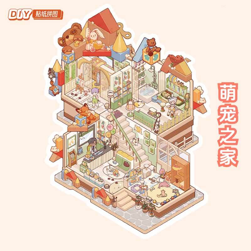 Cozy Critterland DIY 3D Scene Stickers 4 Cute Miniature Scenes(xL)
