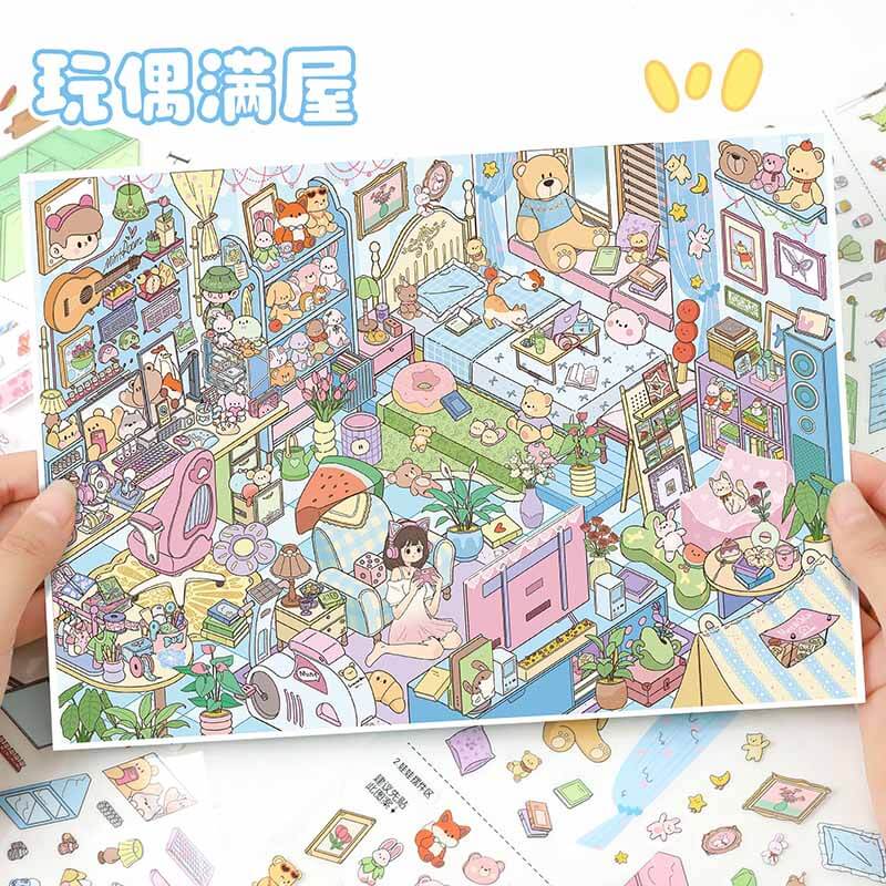 Cozy Day DIY 3D Scene Stickers With Guide Lines(L)
