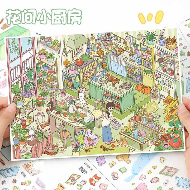 Cozy Day DIY 3D Scene Stickers With Guide Lines(L)
