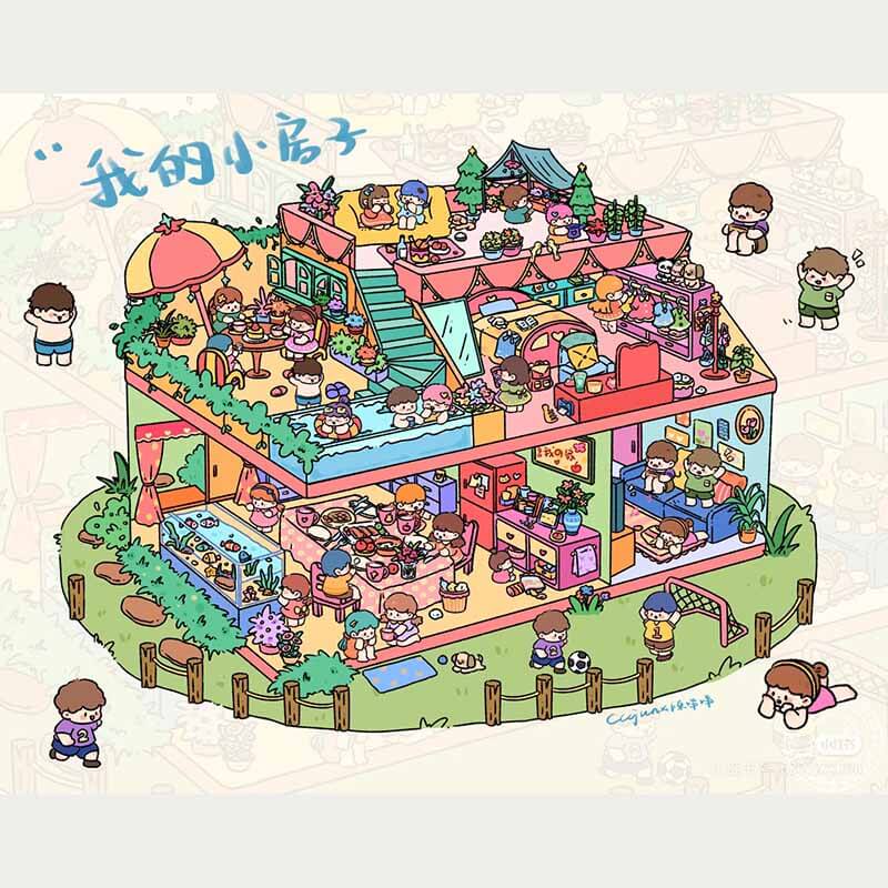 Cozy Glow Tales DIY 3D Scene Sticker 2 Cute Miniature Scenes(M)