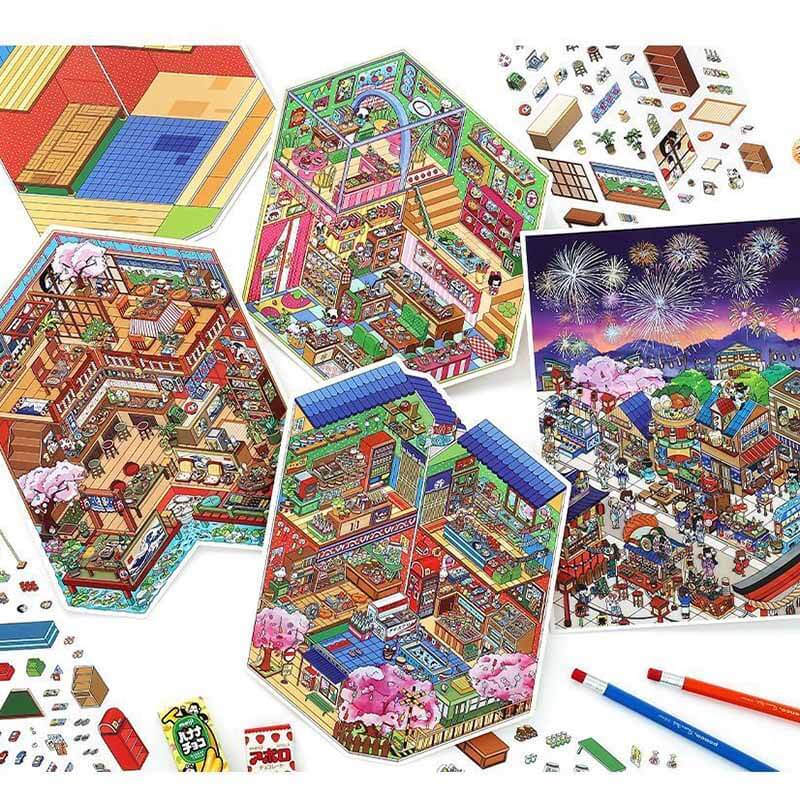Cozy Nights in Japan DIY 3D Scene Stickers 4 Miniature Scenes(L)
