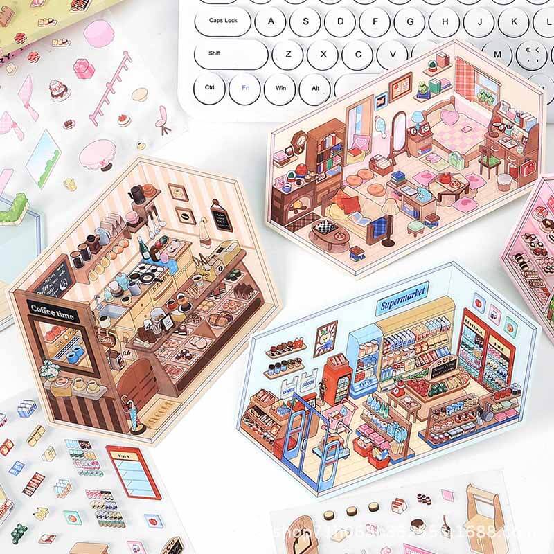 Cozy Nooks DIY 3D Scene Stickers 4 Cute Miniature Scenes
