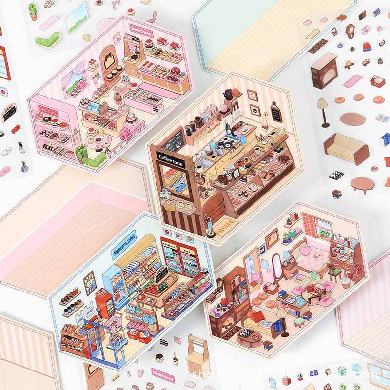 Cozy Nooks DIY 3D Scene Stickers 4 Cute Miniature Scenes