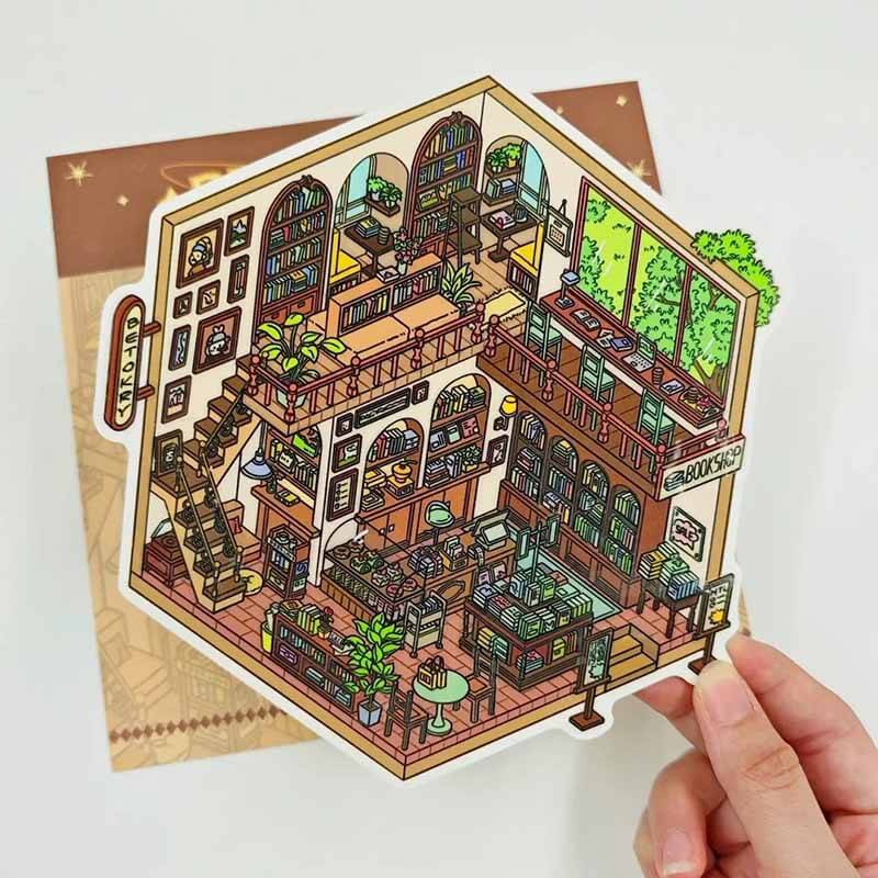Cozy Read DIY 3D Scene Stickers 2 Cute Miniature Scenes(M)