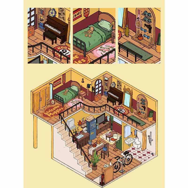 Cozy Read DIY 3D Scene Stickers 2 Cute Miniature Scenes(M)