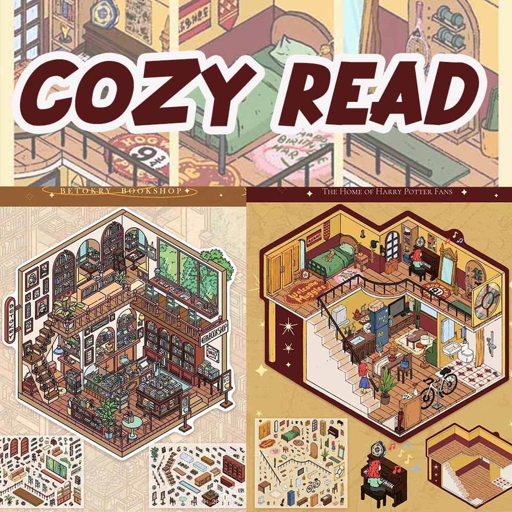 Cozy Read DIY 3D Scene Stickers 2 Cute Miniature Scenes(M)