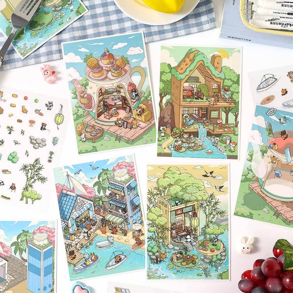 Cozy Sweet Retreat DIY 3D Scene Stickers 4 Cute Scenes(XS)