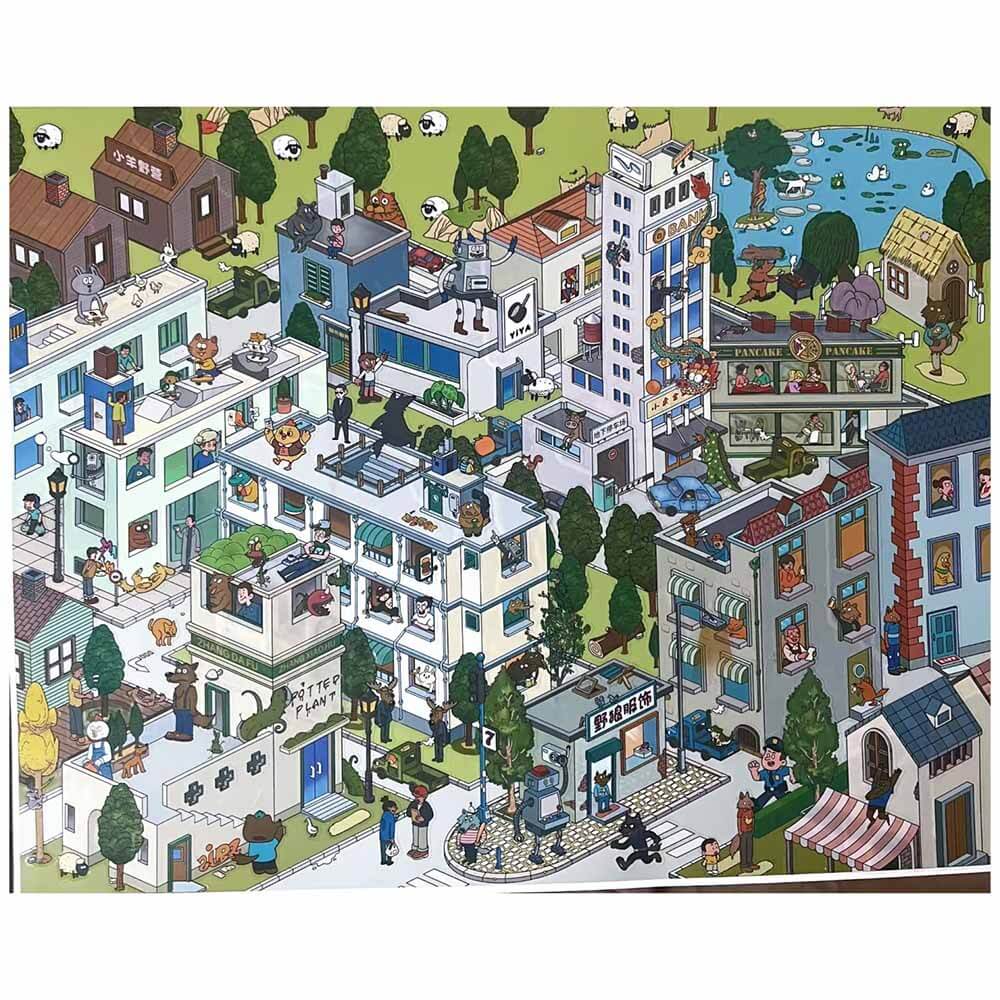Crazy Town DIY 3D Scene Stickers Cute Miniature Scenes(XL)