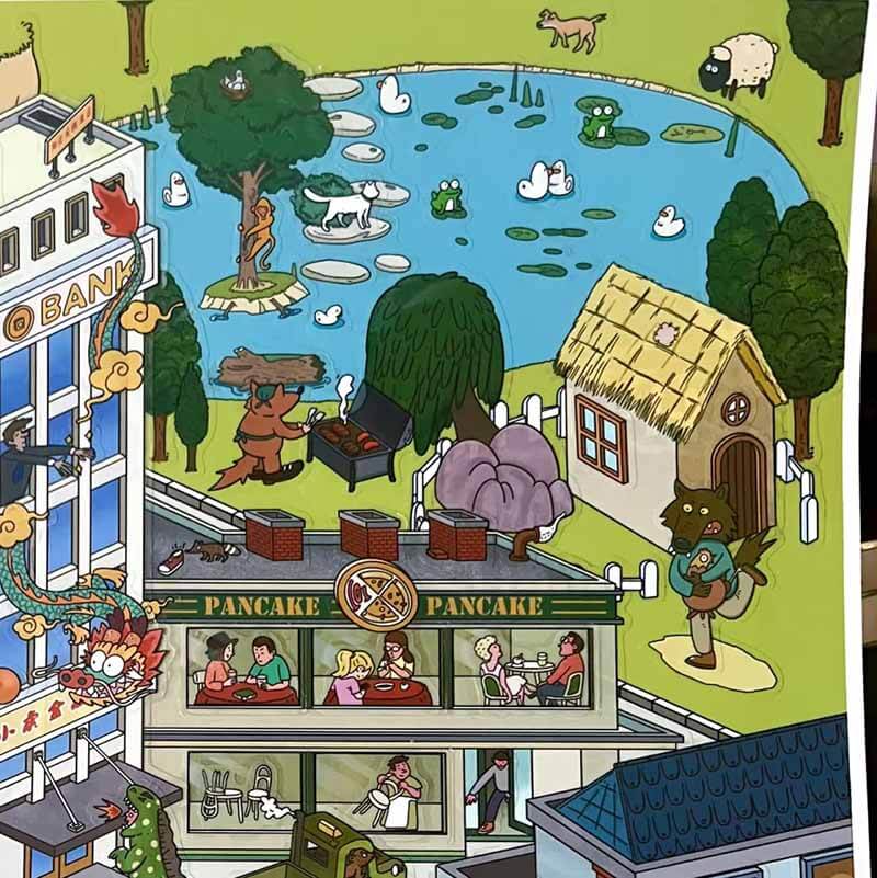 Crazy Town DIY 3D Scene Stickers Cute Miniature Scenes(XL)
