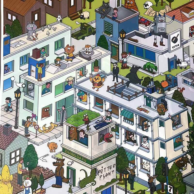 Crazy Town DIY 3D Scene Stickers Cute Miniature Scenes(XL)