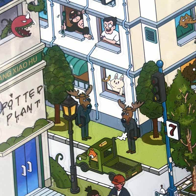 Crazy Town DIY 3D Scene Stickers Cute Miniature Scenes(XL)
