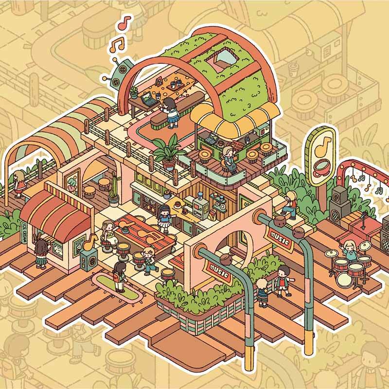 Creative Rhythms DIY 3D Scene Stickers 4 Cute Miniature Scenes(M)