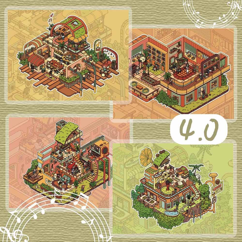 Creative Rhythms DIY 3D Scene Stickers 4 Cute Miniature Scenes(M)