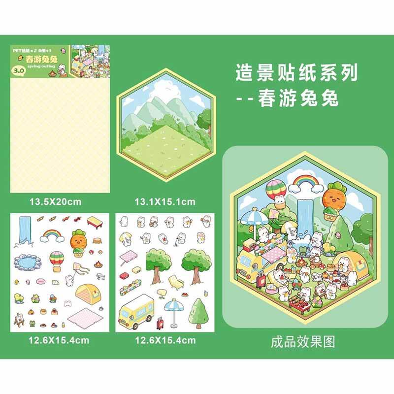 Critter Club DIY 3D Scene Stickers 4 Cute Miniature Scenes(S)