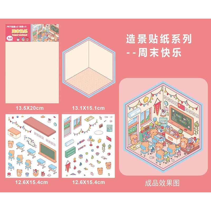 Critter Club DIY 3D Scene Stickers 4 Cute Miniature Scenes(S)