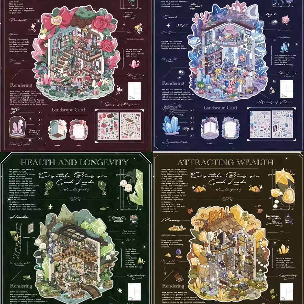 Crystal Dreams DIY 3D Scene Stickers 4 Cute Miniature Scenes (M)
