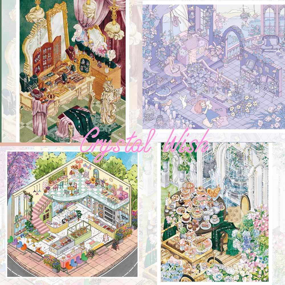Crystal Wish DIY 3D Scene Stickers 4 Cute Miniature Scenes(L)