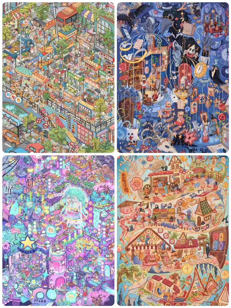 Curious Bazaar DIY 3D Scene Stickers 4 Cute Miniature Scenes(xL)