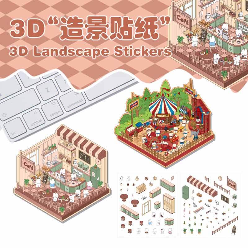 Curious Day DIY 3D Scene Stickers 2 Cute Miniature Scenes(M)
