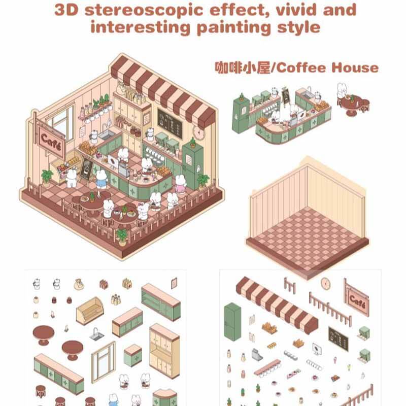 Curious Day DIY 3D Scene Stickers 2 Cute Miniature Scenes(M)