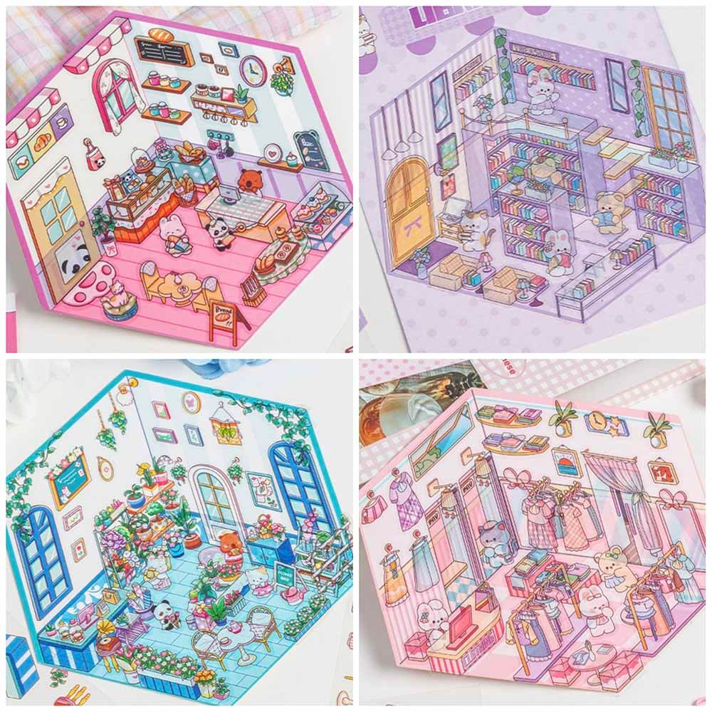 Cute Fairytale DIY 3D Scene Stickers 4 Lovely Miniature Scenes(S)