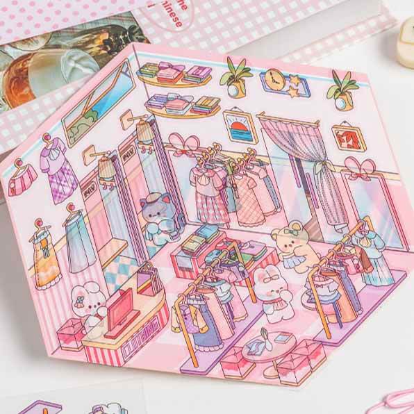 Cute Fairytale DIY 3D Scene Stickers 4 Lovely Miniature Scenes(S)