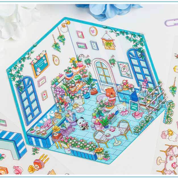 Cute Fairytale DIY 3D Scene Stickers 4 Lovely Miniature Scenes(S)