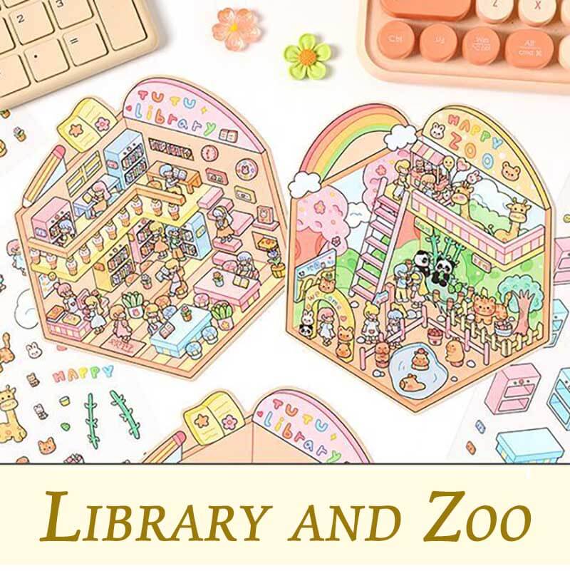 Cute Life Tour DIY 3D Scene Stickers 4 Cute Miniature Scenes(S)
