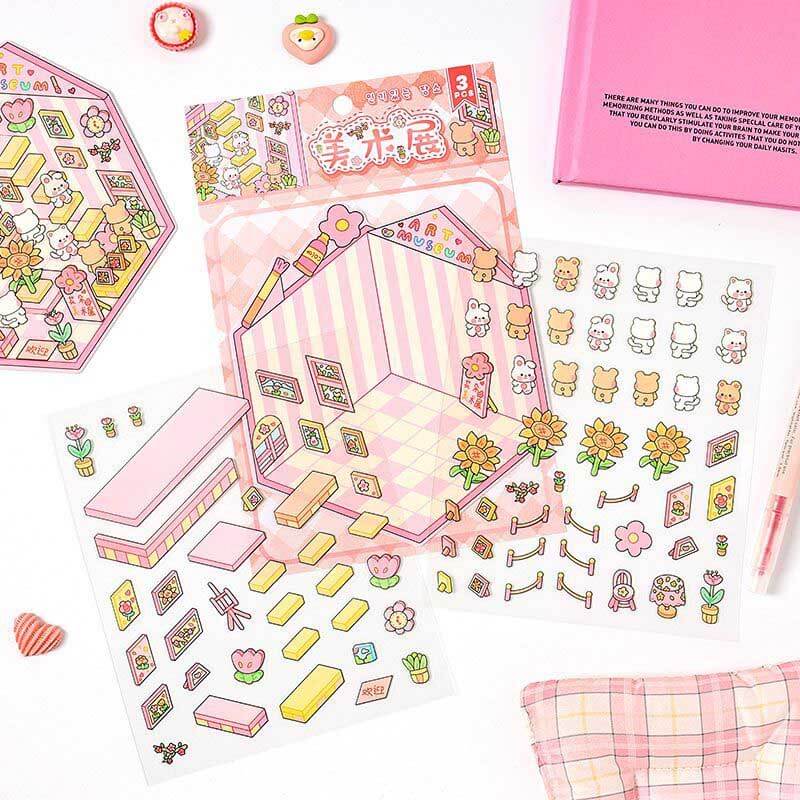 Cute Life Tour DIY 3D Scene Stickers 4 Cute Miniature Scenes(S)
