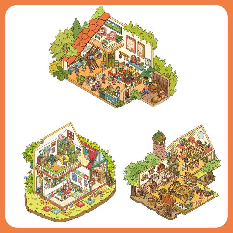 CutePals Collection DIY 3D Scene Stickers 3 Cute Miniature Scenes