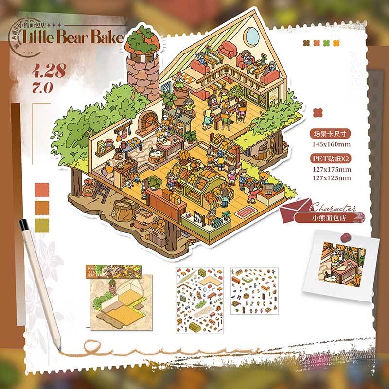 CutePals Collection DIY 3D Scene Stickers 3 Cute Miniature Scenes(M)