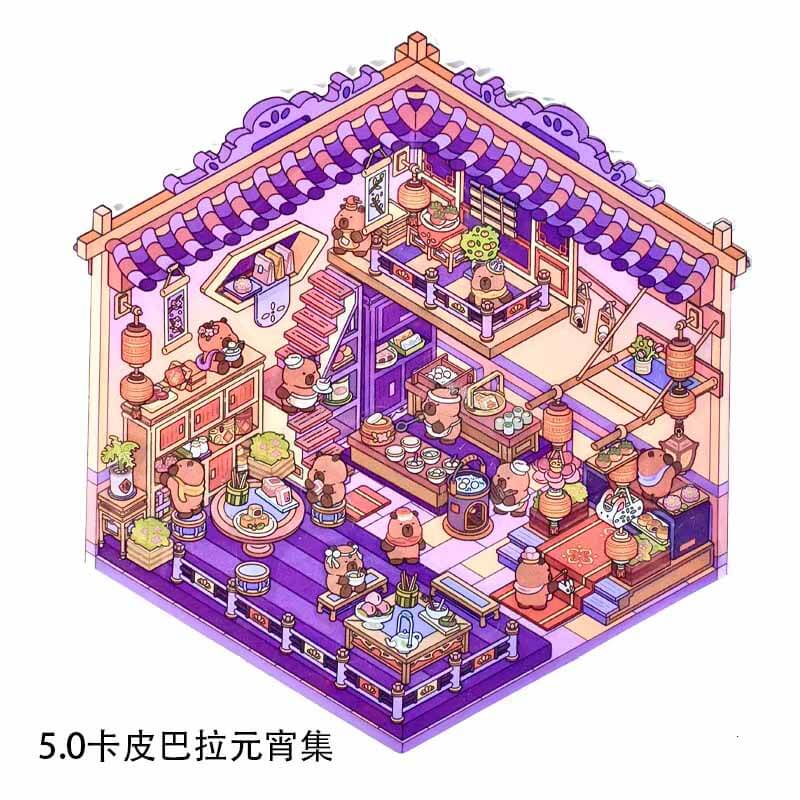 New Year's Party DIY 3D Scene Stickers 4 Cute Miniature Scenes