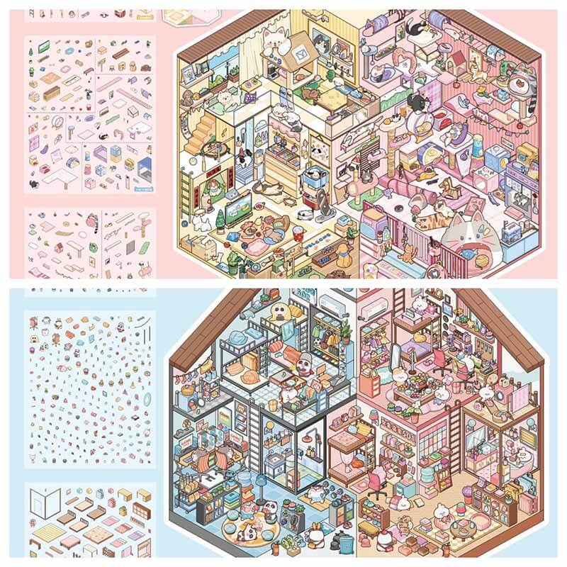 Daily Companion DIY 3D Scene Stickers 2 Cute Scenes(xL)