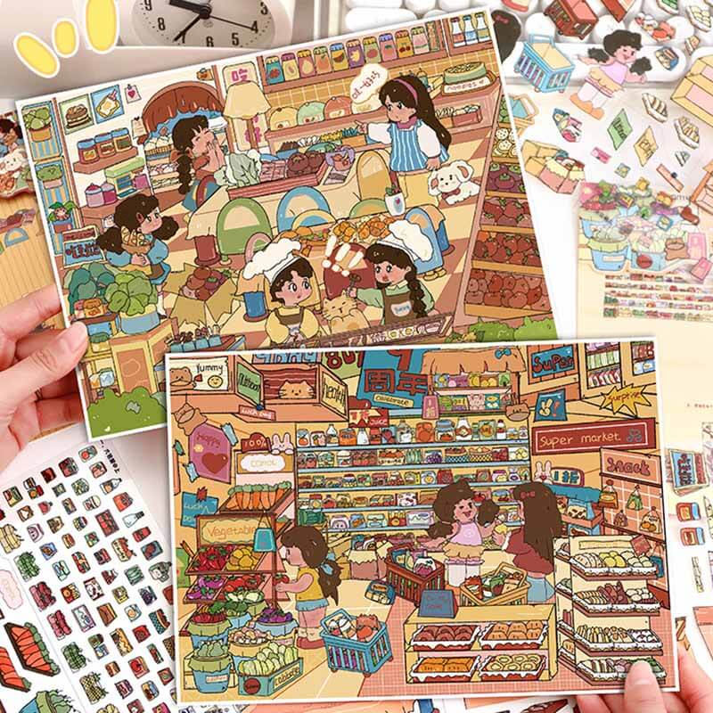 Daily Pantry DIY 3D Scene Stickers 2 Cute Miniature Scenes(L)