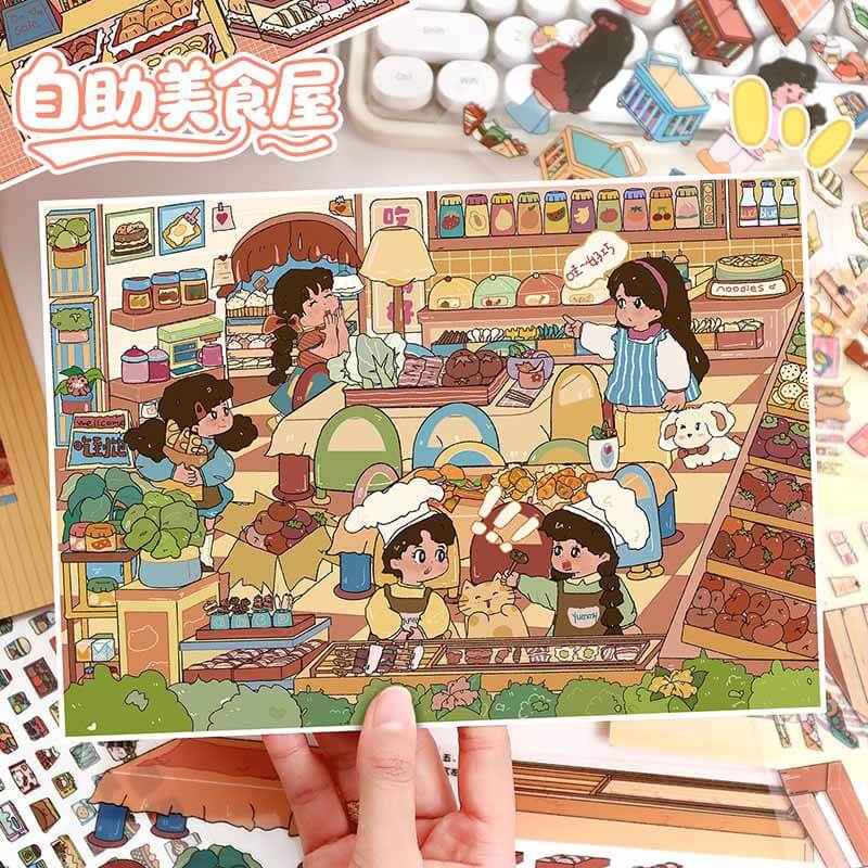 Daily Pantry DIY 3D Scene Stickers 2 Cute Miniature Scenes(L)