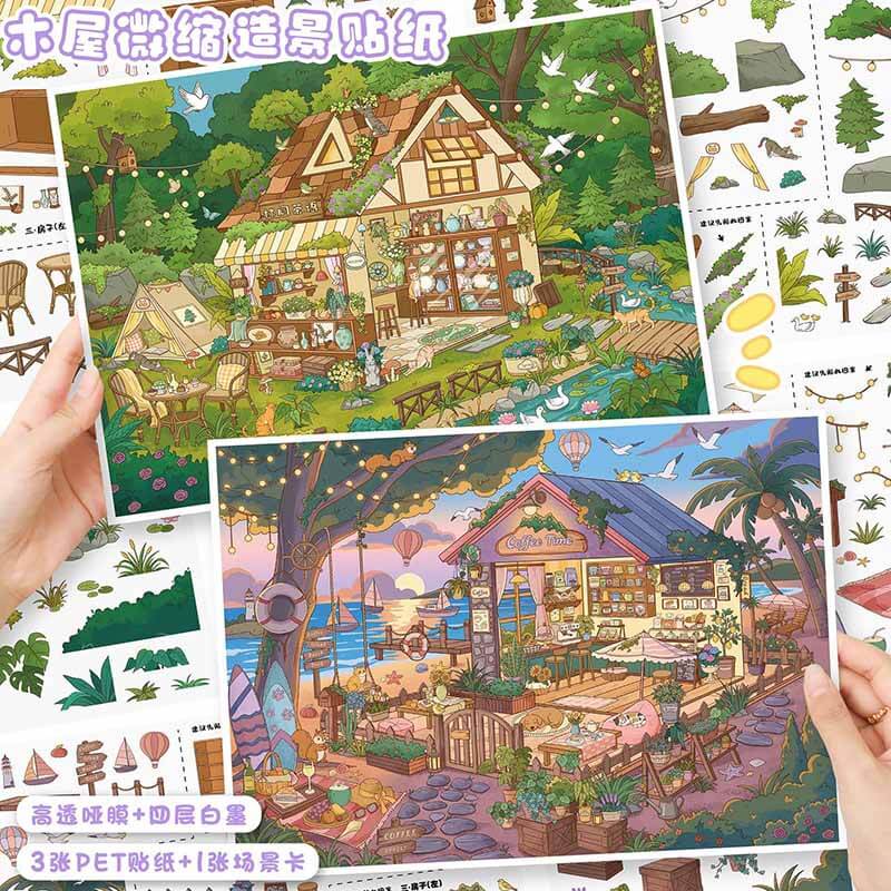 Day & Night DIY 3D Scene Stickers With Guide Lines(L)