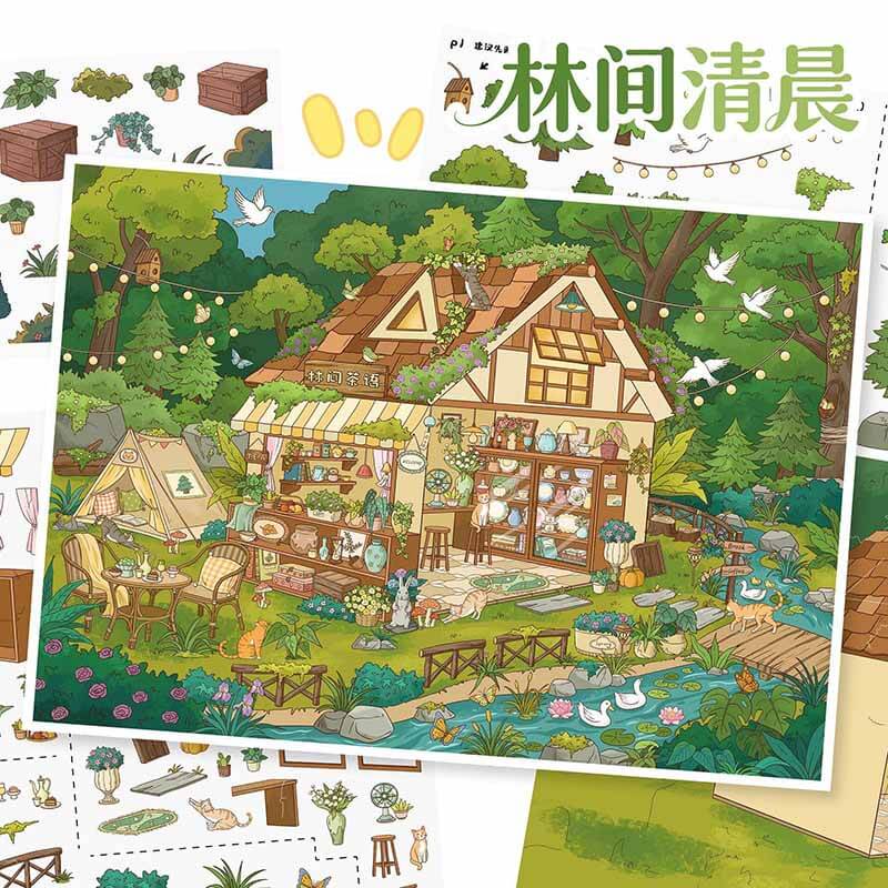 Day & Night DIY 3D Scene Stickers With Guide Lines(L)
