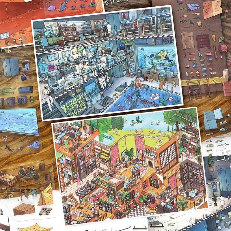 Deep Haven DIY 3D Scene Stickers 2 Cute  Scenes(L&XL)