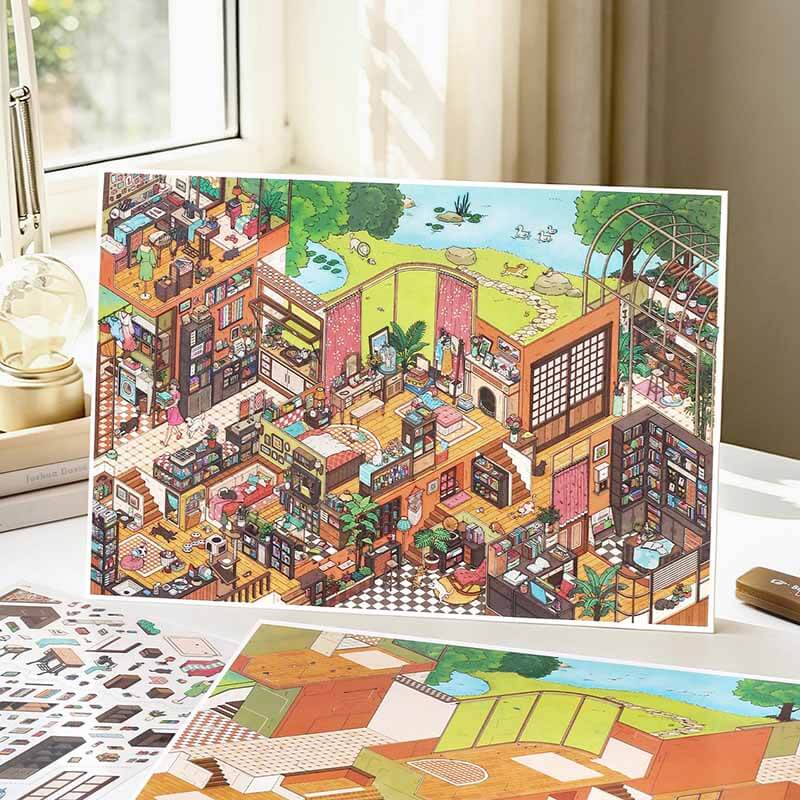 Deep Haven DIY 3D Scene Stickers 2 Cute  Scenes(L&XL)