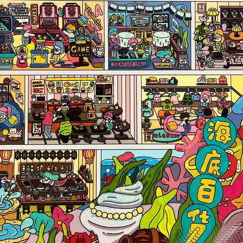 Department Store DIY 3D Scene Stickers Cute Scenes(XXL)