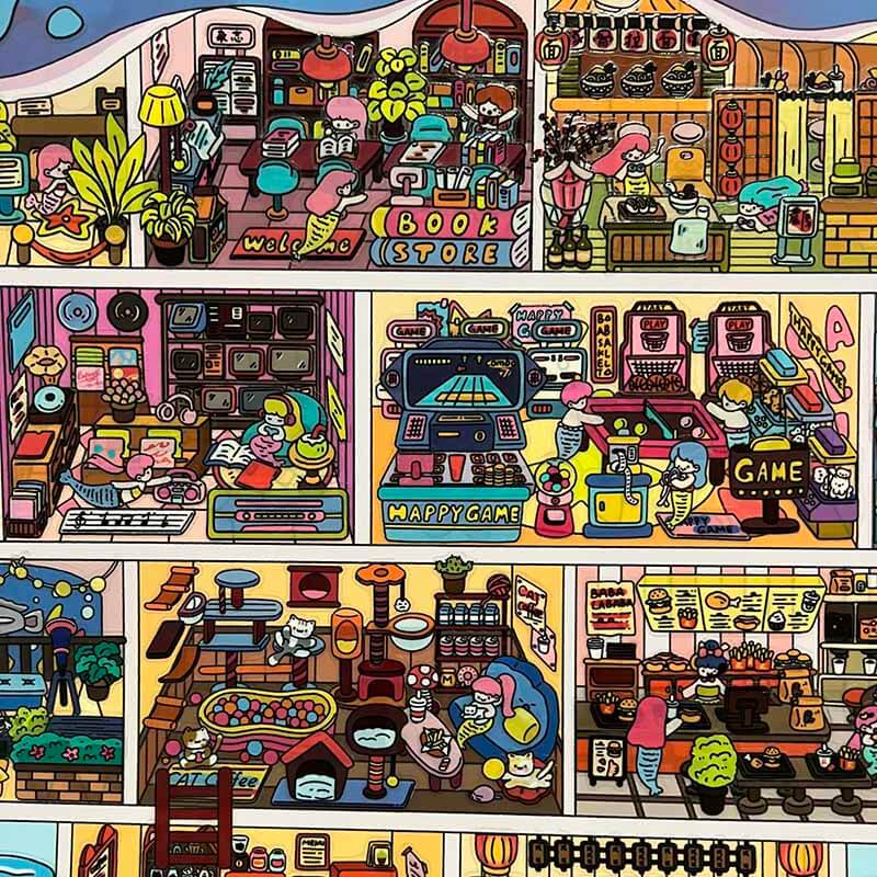 Department Store DIY 3D Scene Stickers Cute Scenes(XXL)