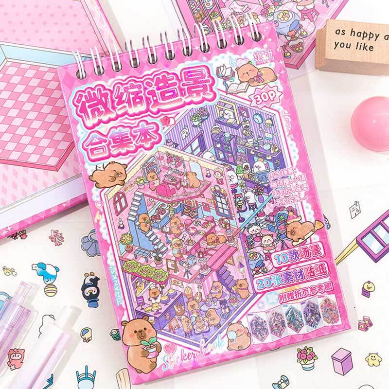 Capybara Collection Book DIY 3D Sticker 10 Cute Scenes(L)