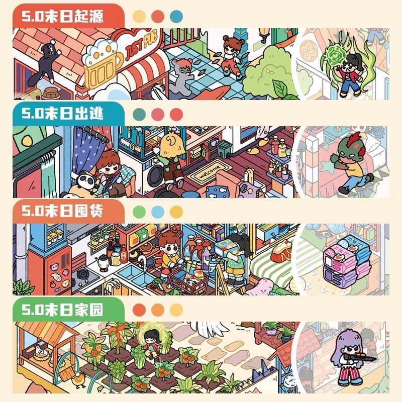 Doomsday Diary DIY 3D Scene Stickers 4 Cute Miniature Scenes