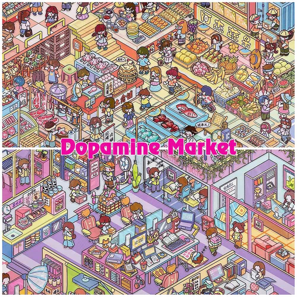 Dopamine Market DIY 3D Sticker 2 Cute Miniature Scenes(xL)