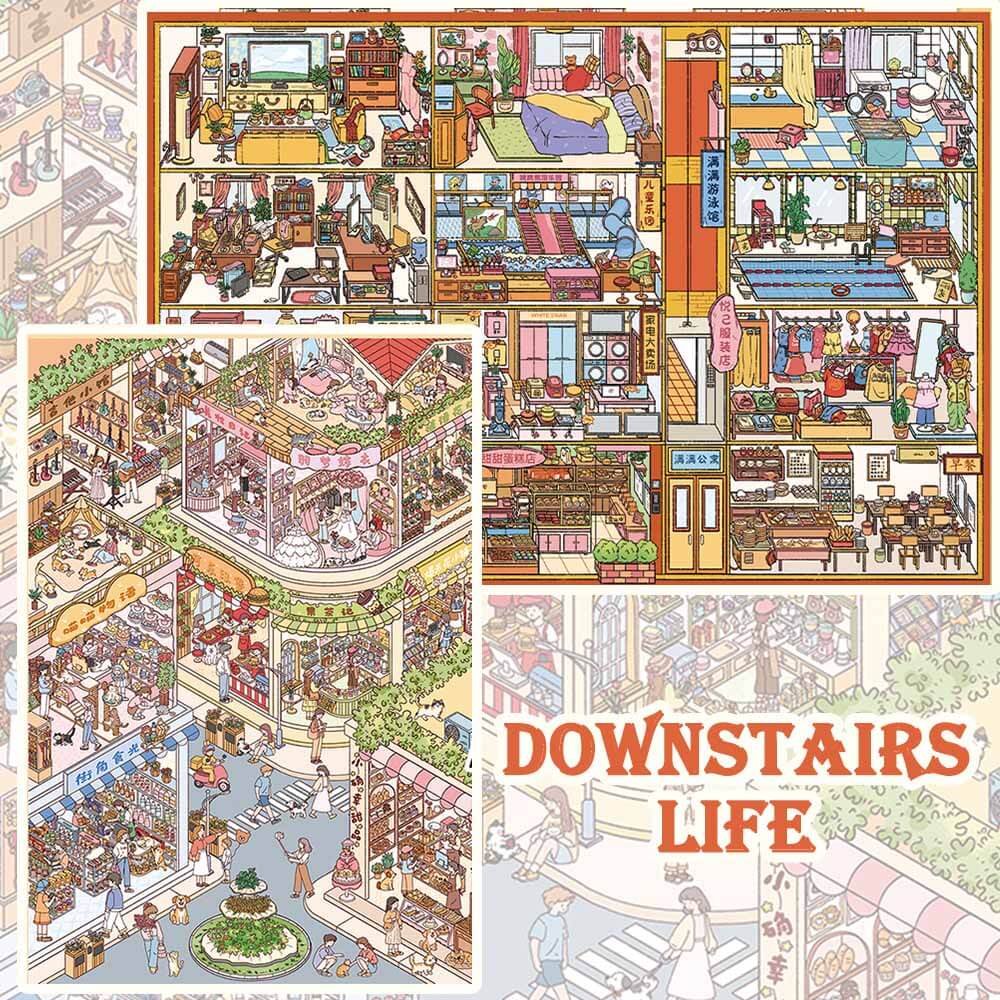 Downstairs Life DIY 3D Scene Stickers 2 Cute Miniature Scenes(L)